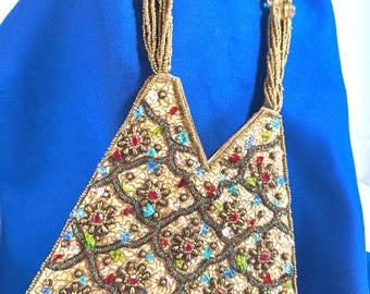 Vintage beaded purse by KC Malhan retro artsy glamour
