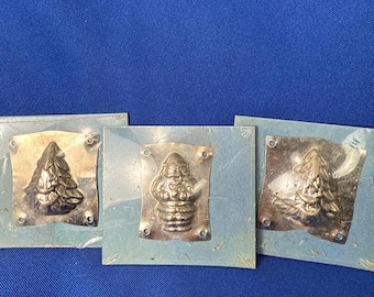 Vtg metal chocolate mold stampings 3 Faroy pressed from antique dies chocolatier collectible