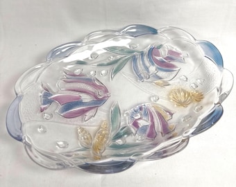 Key Largo glass 11" platter by Mikasa Sevoir Vivre, tropical beachcore