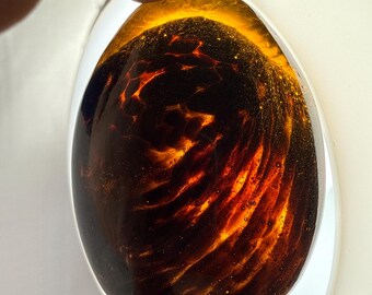 Vintage studio glass egg, murano style avventurina sparkling inclusions translucent 2” hand crafted