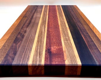 Handmade Exotic Wood Charcuterie / Serving Tray with Bibolo - Walnut - Cherry - Oak - Mahogany