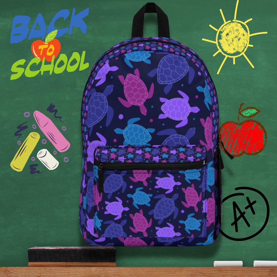 Colorful Sea Turtle Backpack, Trendy School Bag, Sustainable Eco ...