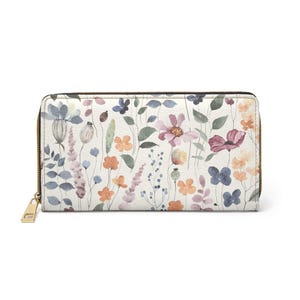 Floral Zipper Wallet, Botanical Wallet, Spring Accessories, Gift for Her, Women&#39;s Purse, Everyday Essentials, Flower Print