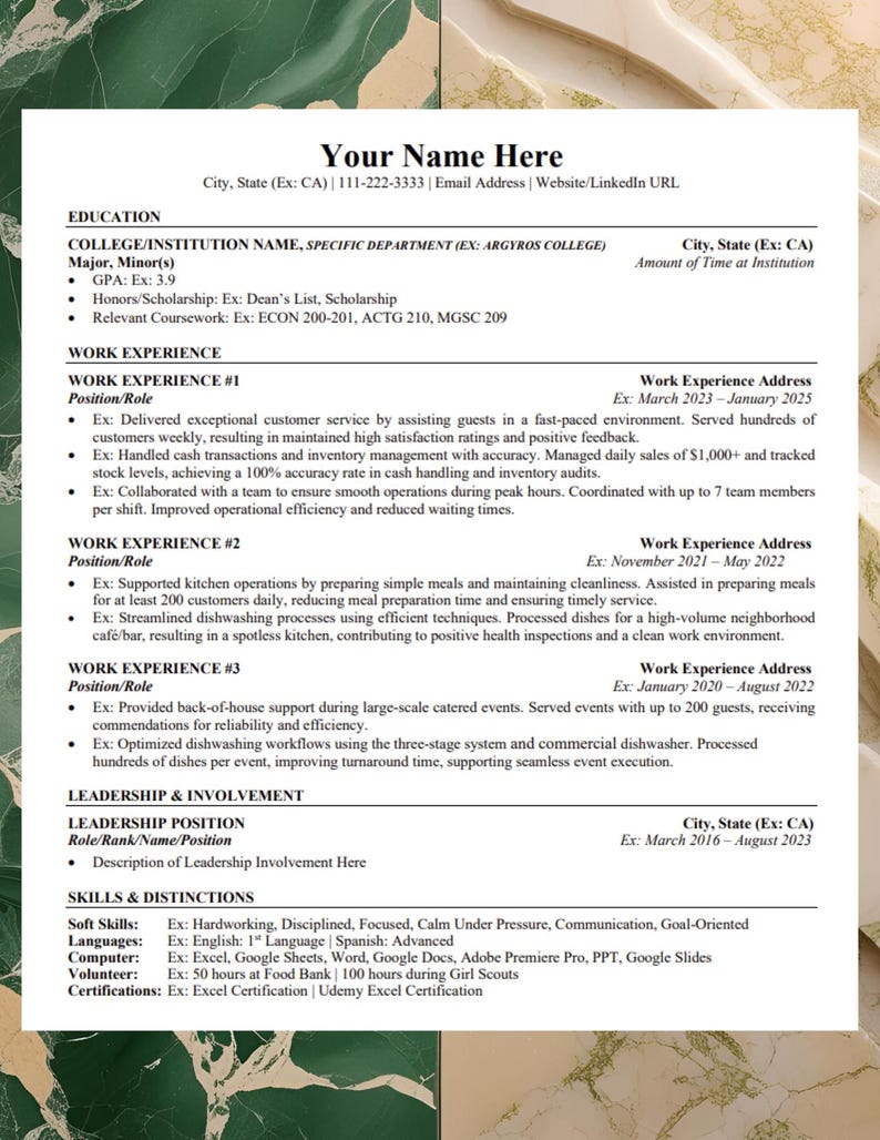 Basic Resume CV Template | Google Docs and Word Access, Easy to Use ...