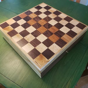 Maple, Walnut, Ash Chessboard with Drawers