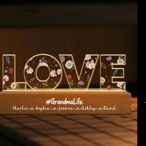 Love Grows Here, Birth Month Flower, Custom Flower Printed LED Night Light, Gift For Mom, Gift for Boy Friend, Gift for Girl Friend, Love