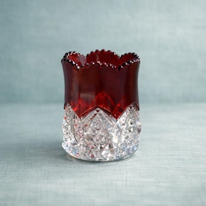 Port Huron Souvenir - Vintage Ruby and Clear Toothpick Holder