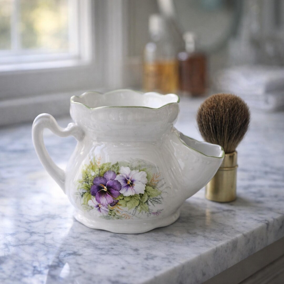 Scuttle Pattern Vintage Original Old Foley James Kent Shaving Scuttle Pansy Pattern 3 ...