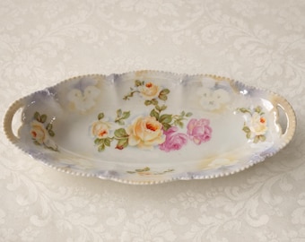 Vintage Floral Lusterware Celery / Condiment Dish - Multi-Functional Dish 1930s
