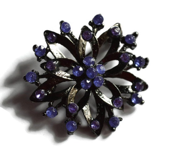 Elegant Blue and Purple Floral Brooch Elegant Crystal Flower Brooch Pin | Shine Trim main image 4