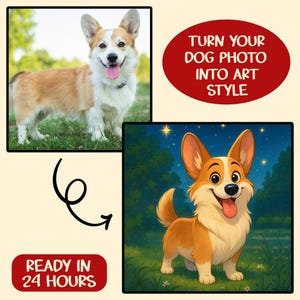 Custom Disney Style Pet Portrait, Cartoon Dog or Cat Drawing, Cute Pet Illustration, Pixar Style Pet Art, Digital Downloads