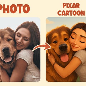 Custom Pixar-Style Cartoon Portrait, Personalized Digital Artwork of Couples, Families & Friends Pets , Unique Gift Illustration Art