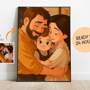 Custom Disney Style Portrait from Photo, Personalized Cartoon Drawing, Disney-Inspired Digital Art for Kids, Family, Couples & Pets