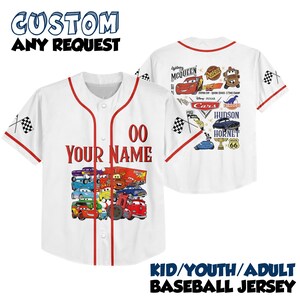 Custom Cars Lightning Mcqueen Baseball Jersey Team Jersey Collectie, Custom Nummer Shirt, Cars Cartoon Cadeau, Animatie Jersey Shirt