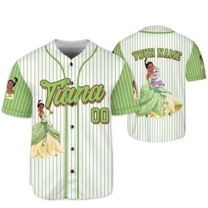 Personalized Tiana The Princess and the Frog Baseball Jersey, Custom Disney Tiana Princess Jersey Shirt, Disney Baseball Team Outfit