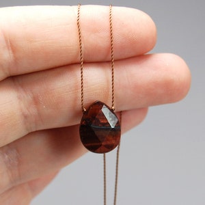 Red Tiger Eye Teardrop Pendant Necklace: Sterling Silver Gemstone