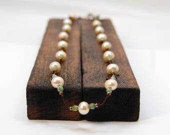 Hand-Knotted Freshwater Pearl Necklace: Beaded Czech Glass Jewelry