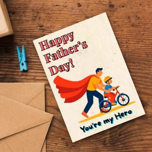 Papa meine Heldenkarte PNG, Vatertagskarte für Papa, alles Gute zum Geburtstagskarte für Papa, Geburtstagskarten für Männer von Tochter und Sohn, Papa Superheld