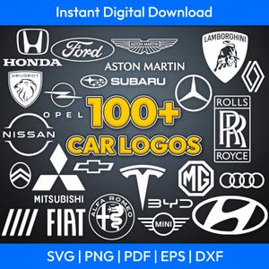 Car Logos Silhouettes: 100+ Brands SVG PNG DXF (Digital Download)