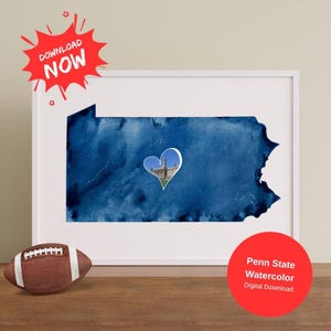Póster digital de Penn State, descarga digital, State College, Pensilvania, fútbol de Penn State, decoración de dormitorio, póster universitario de regalo
