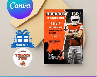 Cincinnati Bengals Party Invitation | Football Birthday Canva Template (Digital Download)