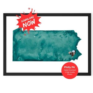 Philadelphia Wand Kunst | Pennsylvania Städte Karte | Stadt der Geschwisterliebe | Adler in Aquarell