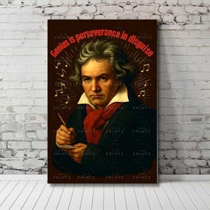Ludwig van Beethoven Poster | Digital Download | Beethoven Wall Art Printable | Inspirational Quote | Music Teacher Decor | Musician Quote