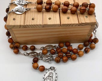 Rosary of the Seven Sorrows, Olive Wood and Our Lady of Sorrows Medals