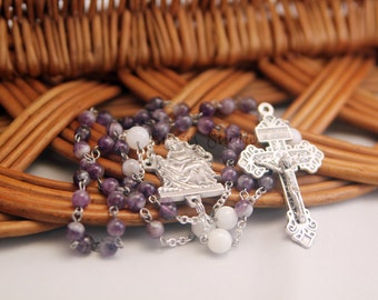 Pieta Rosary, Chevron Amethyst and Shell