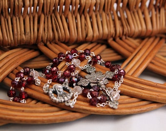 Mary the Mystical Rose Rosary, Ruby Crystal Rosebuds