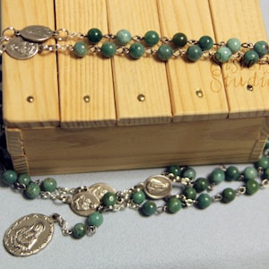 Rosary of the Seven Sorrows, African Jade and Our Lady of Sorrows Medals
