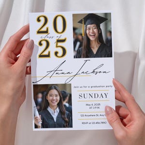 Graduation Invitation 2025, Graduation Announcement Template, Editable Digital Grad Invite, Grad Party, School Colors, Canva Download