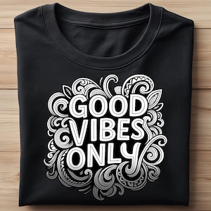 Alleen Good Vibes SVG PNG: motiverende citaat clipart (digitaal gesneden bestand 14 x 14 in.)