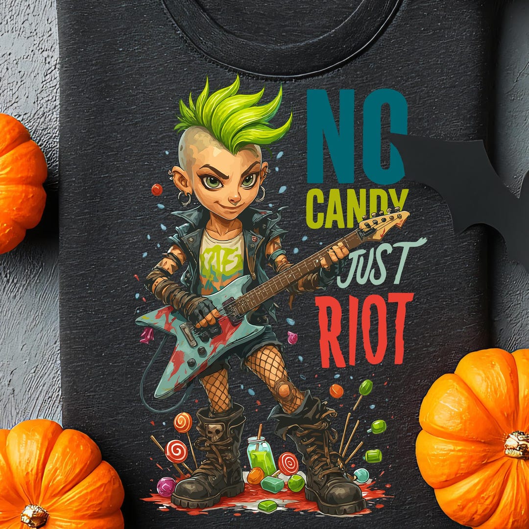 Punk Rocker Candy Punk Rock Halloween Clipart: No Candy Just Riot PNG SVG (digital ...