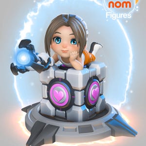 Silent Test Subject with Her Cube (Chibi version) - High-Quality Resin Figure