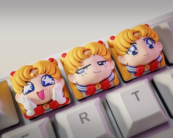 DIY Anime Keycaps (Set of 3) - Sailor Moon - Unpainted - For MX Switches