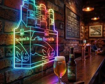 Two Hearted Ale 6 Bottles Light Up LED Sign , LED Game Room Decor with multi colors, Unique Glowing Charm Gift