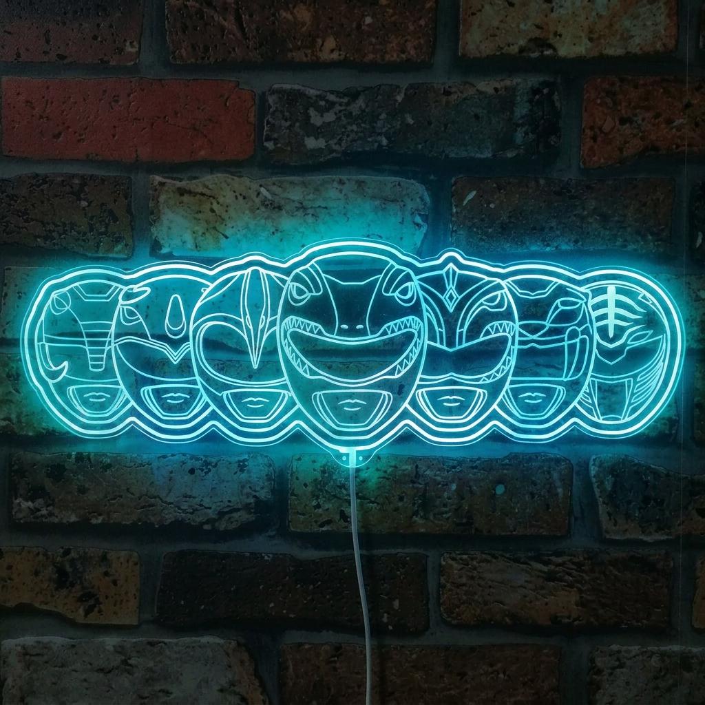 Power Ranger Word Light Mighty Morphin Power Rangers Light up LED Sign, LED Game Room Decor ...