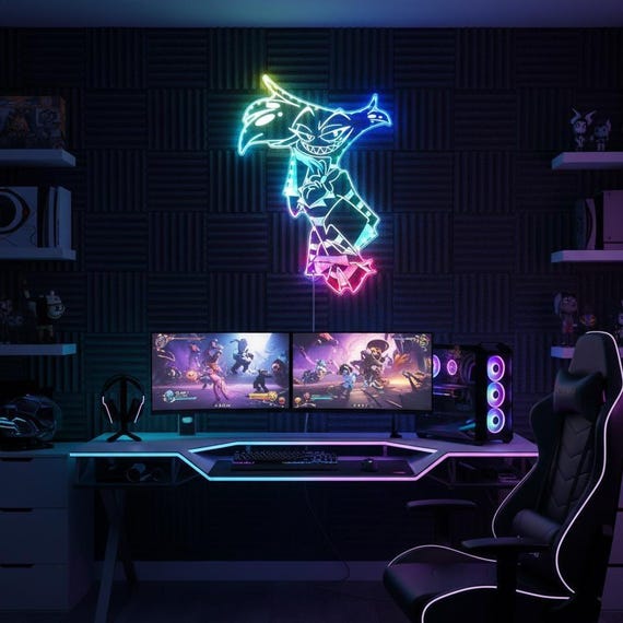 Hazbin Hotel Angel Dust Light up LED Sign , LED Game Room Decor