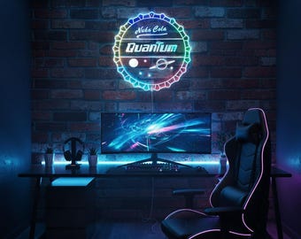 Nuka Cola Quantum Light Up LED Sign , LED Game Room Decor with multi colors, Unique Glowing Charm Gift