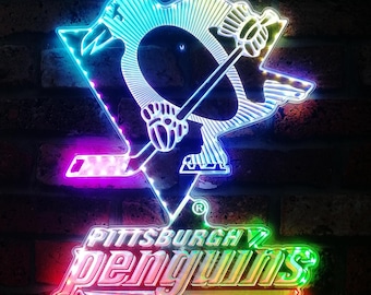 Pittsburgh Steelers Football Man Cave Neon RGB Edge Led Light Sign, Father's Day Gifts