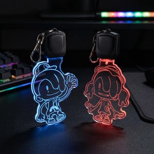 Custom Gamertag Ditto Light Up Acrylic Keychain,  LED Keychain Charm with multi colors, Unique Gamer Charm Gift