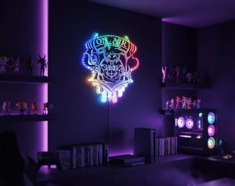 Letrero LED iluminado de Hazbin Hotel Alastor, decoración LED para sala de juegos con varios colores