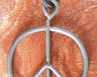 Vintage Recycled 1969 Woodstock Fence Peace Sign Necklace Pendant