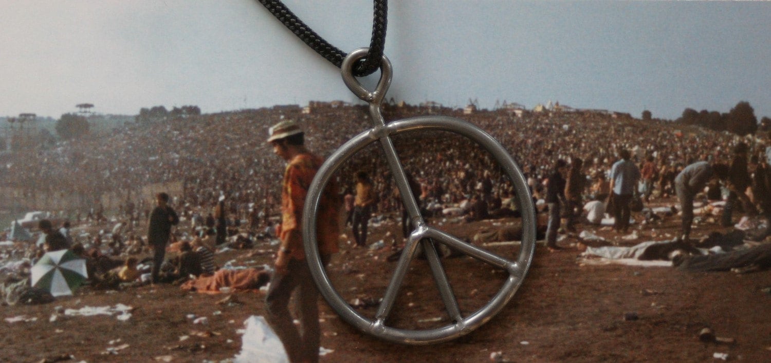 Original 1969 Woodstock fence peace pendant, from Bethel Woods Center for the Arts site