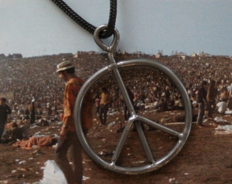 Vintage 1969 Woodstock Concert Festival Fence Peace Sign Necklace