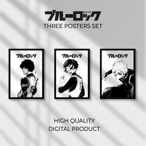Blue Lock set of 3 posters, Blue Lock anime wall art print Isagi Bachira Nagi, anime football decor, Blue Lock poster, otaku gift