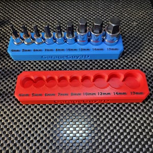 HARBOR FREIGHT METRIC 9 Piece Hex Socket Set Holder 1/2in + 3/8in Drive #67880