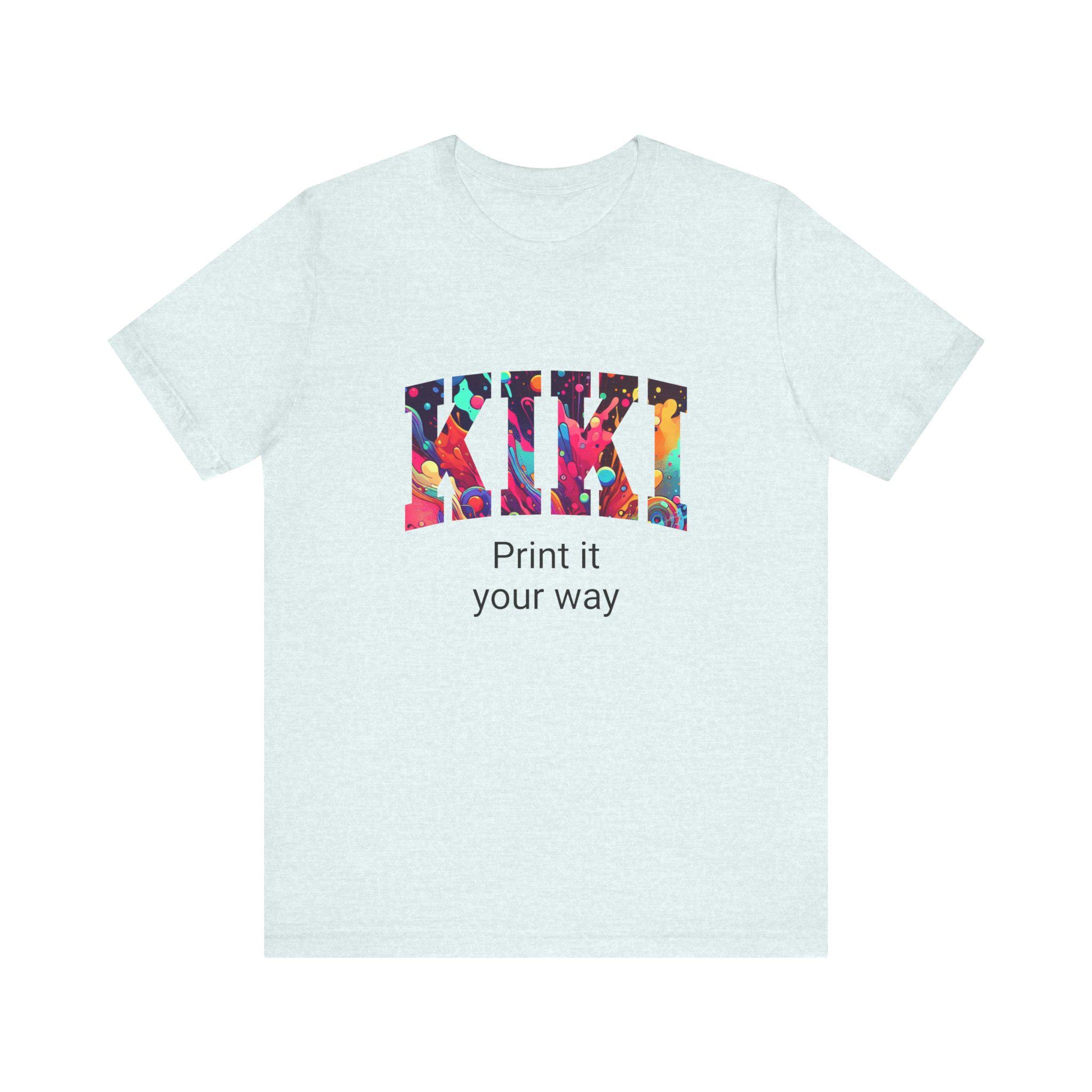 Colorful KIKI Graphic Tee, Unisex Short Sleeve Shirt for Casual