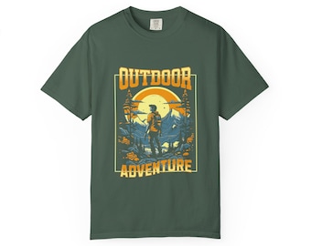 Camiseta unisex teñida de aventura al aire libre